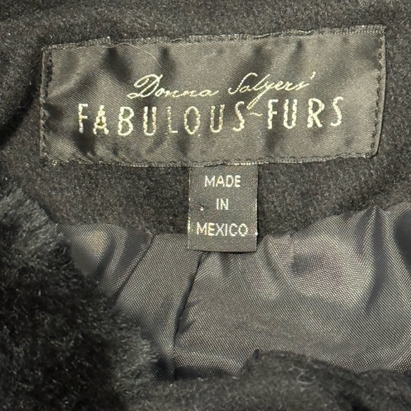 Vintage Fabulous Furs Black Wool Hooded Cape Coat Girls Size 7 - Picture 3 of 4
